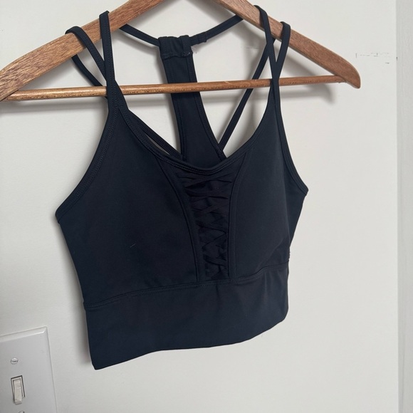 Nike Black Strappy lace up Sports Bra cropped top S - Picture 2 of 4
